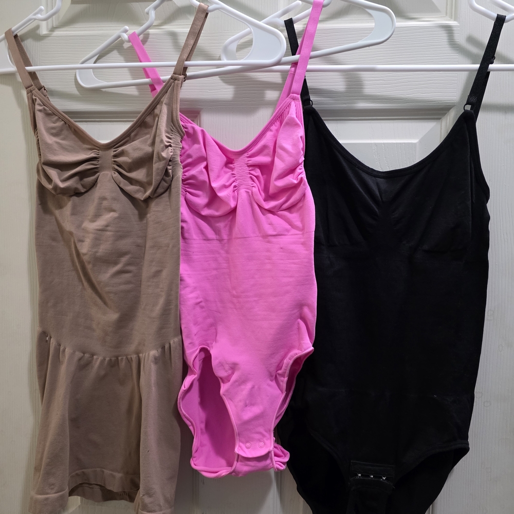 SKIMS Shapewear Set - Pink, Black, and Tan